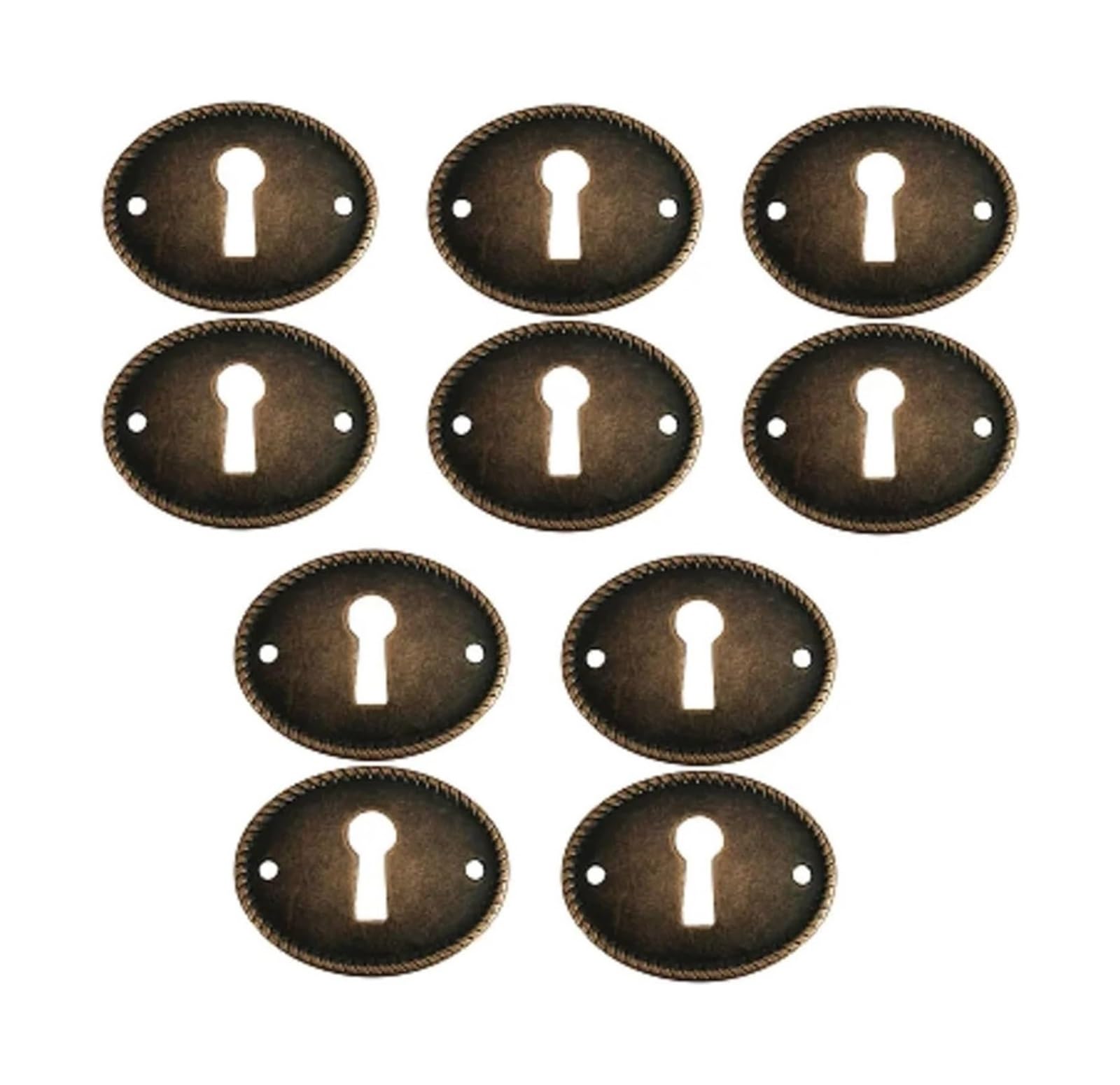 Oval Keyhole Cover Plate, Cabinets, Drawers, Zinc Alloy(Antique Bronze 10pcs)