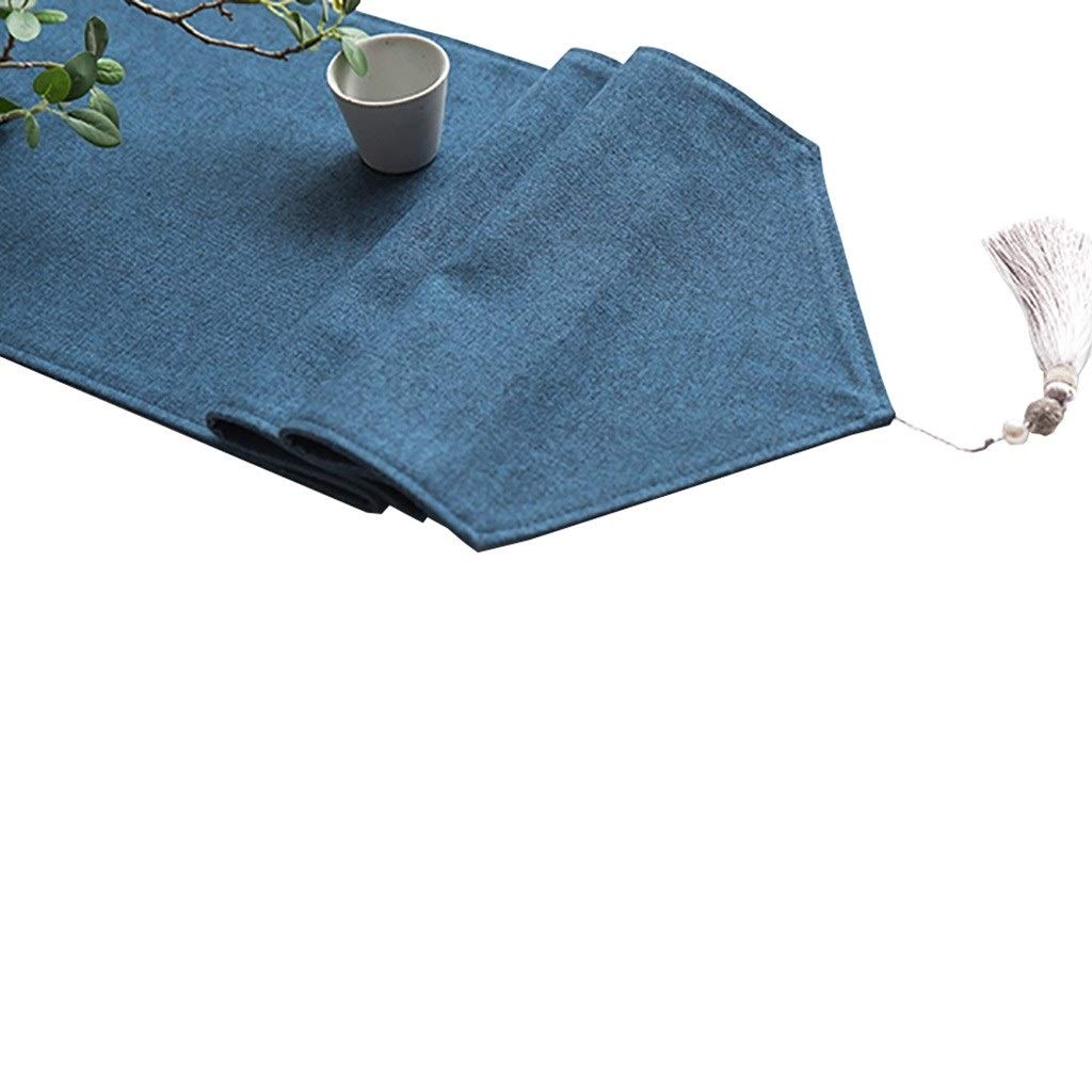 Amazon おしゃれ テーブル ランナー テーブルランナーコットンとリネン ソリッドカラーシンプルなダイニングテーブル会議用テーブルテレビキャビネット6サイズ選択するサイズ ダイニング テーブル テーブル ランナー 色 青 サイズ 30 140cm テーブルランナー