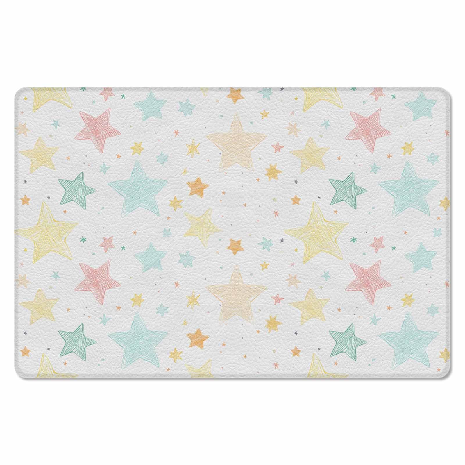 Stars Colorful Antifatigue Kitchen Bath Door Mat Cushioned Runner Rug,Washable Welcome Floor Sink Mat,Waterproof & Non-Slip Kitchen Standing Doormat,Joyful Cartoon Minimalist Geometric Style 18