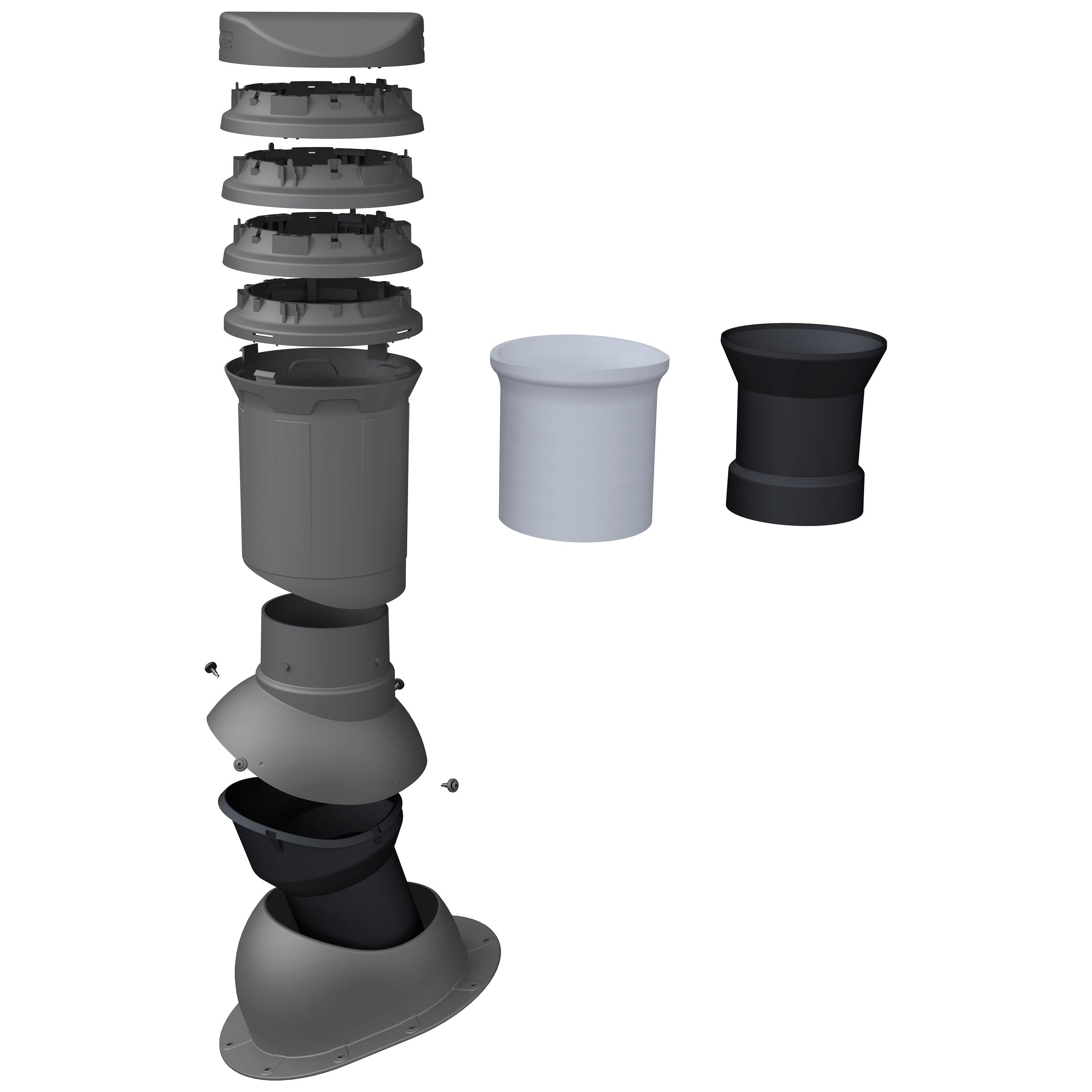 Camino Di Sfiato DN125 Per Tetto - Isolato, Con Livella, Colore Grafite RAL 7024 - Foto 14