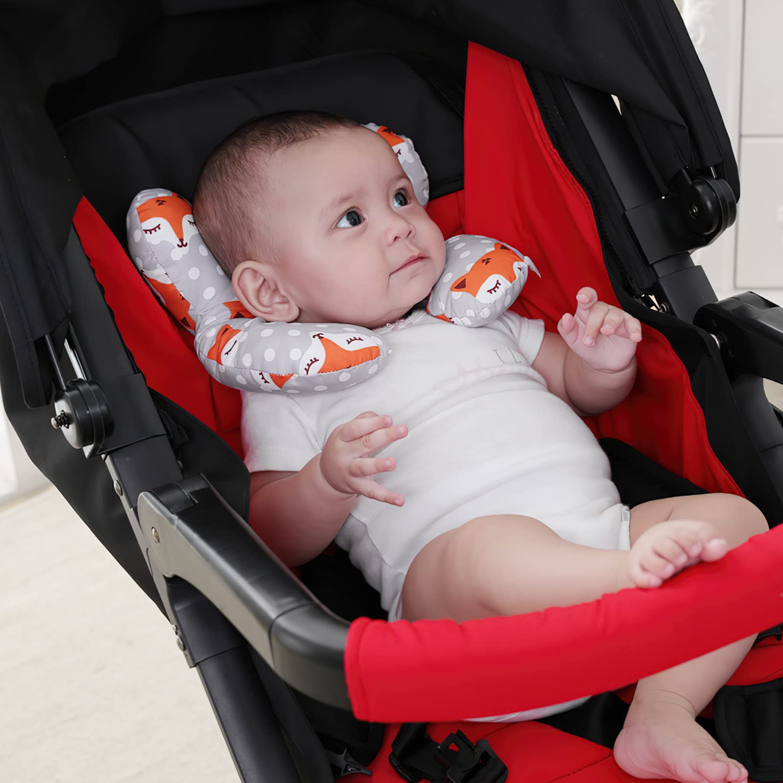 Cuscino Viaggio Per Bambini 0-2 Anni - Supporto Testa E Collo Per Seggiolino Auto E Passeggino - Foto 7