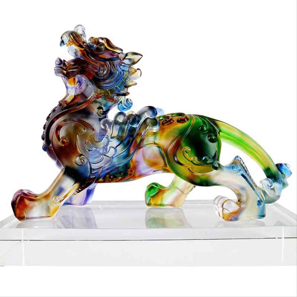 WGLG Modern Home Decor Accents 貔貅 Glass Decoration Crafts Home Living Room Entrance Decoration Office Table Opening Gift