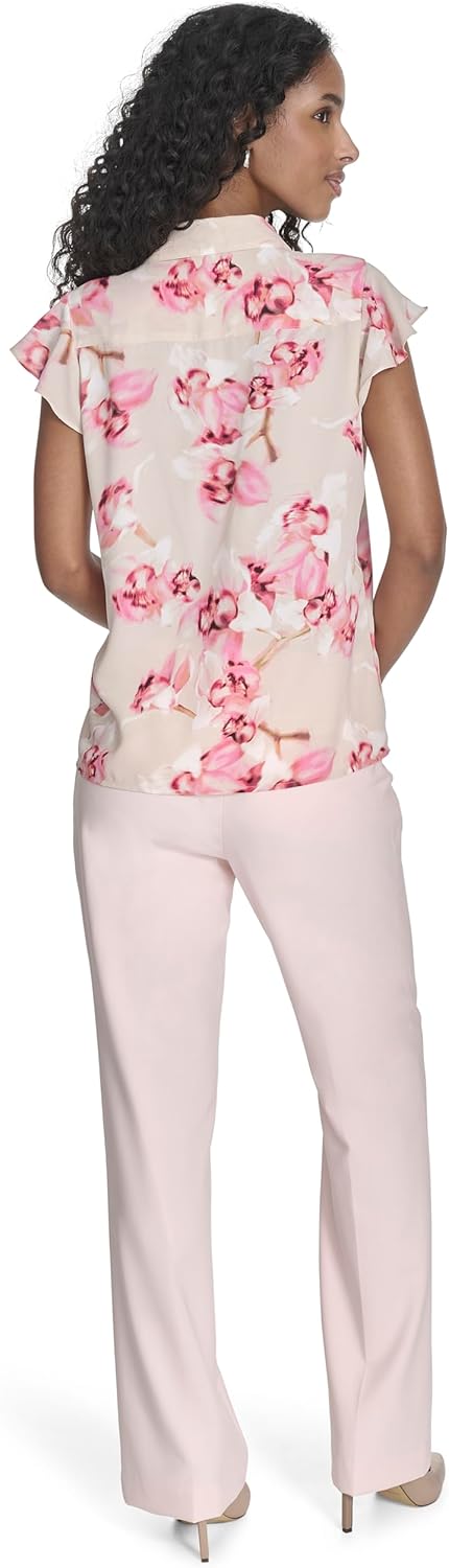 Calvin Klein Womens Sleeveless V-Neck Blouse - Image 3