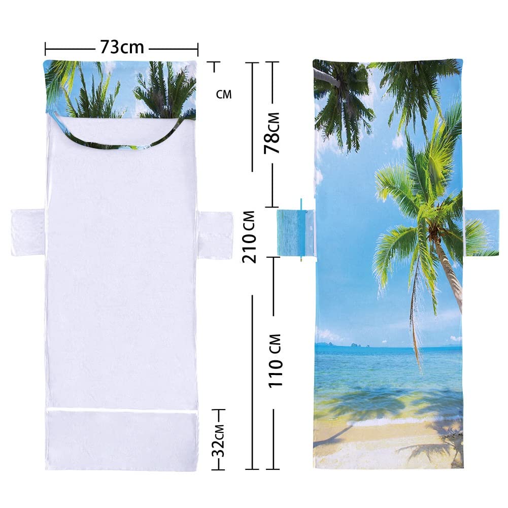FIBITA Liegestuhl-Auflage Aus Mikrofaser - Strandtuch Mit Taschen, 73x210 Cm, Saugfähig & Rutschfest