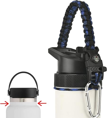 Miracredo Mango Paracord para botellas de agua Hydro Flask 2.0 de boca ancha y estándar, soporte de correa con anillo de goma de seguridad y