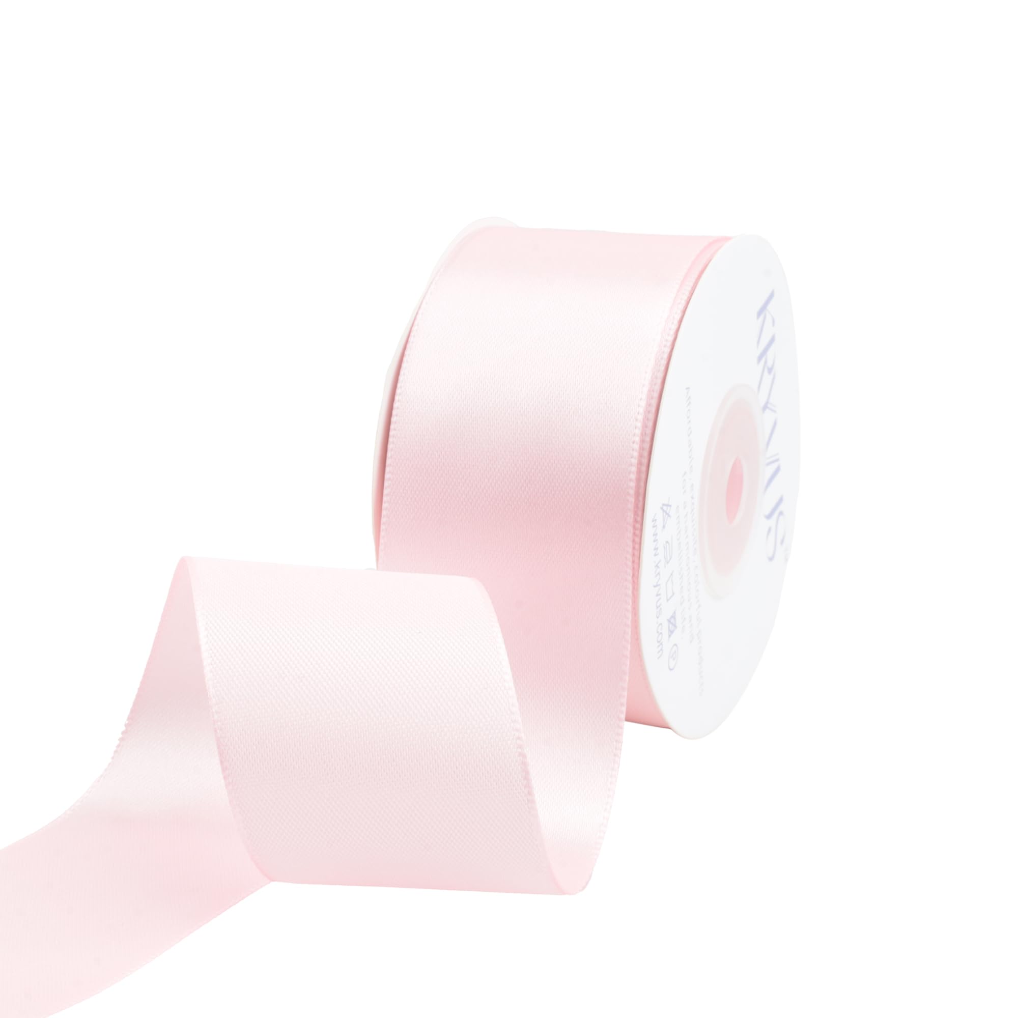 Kryvus Baby Pink Satin Ribbon, 38mm x 22M Single Face Baby Pink Ribbon