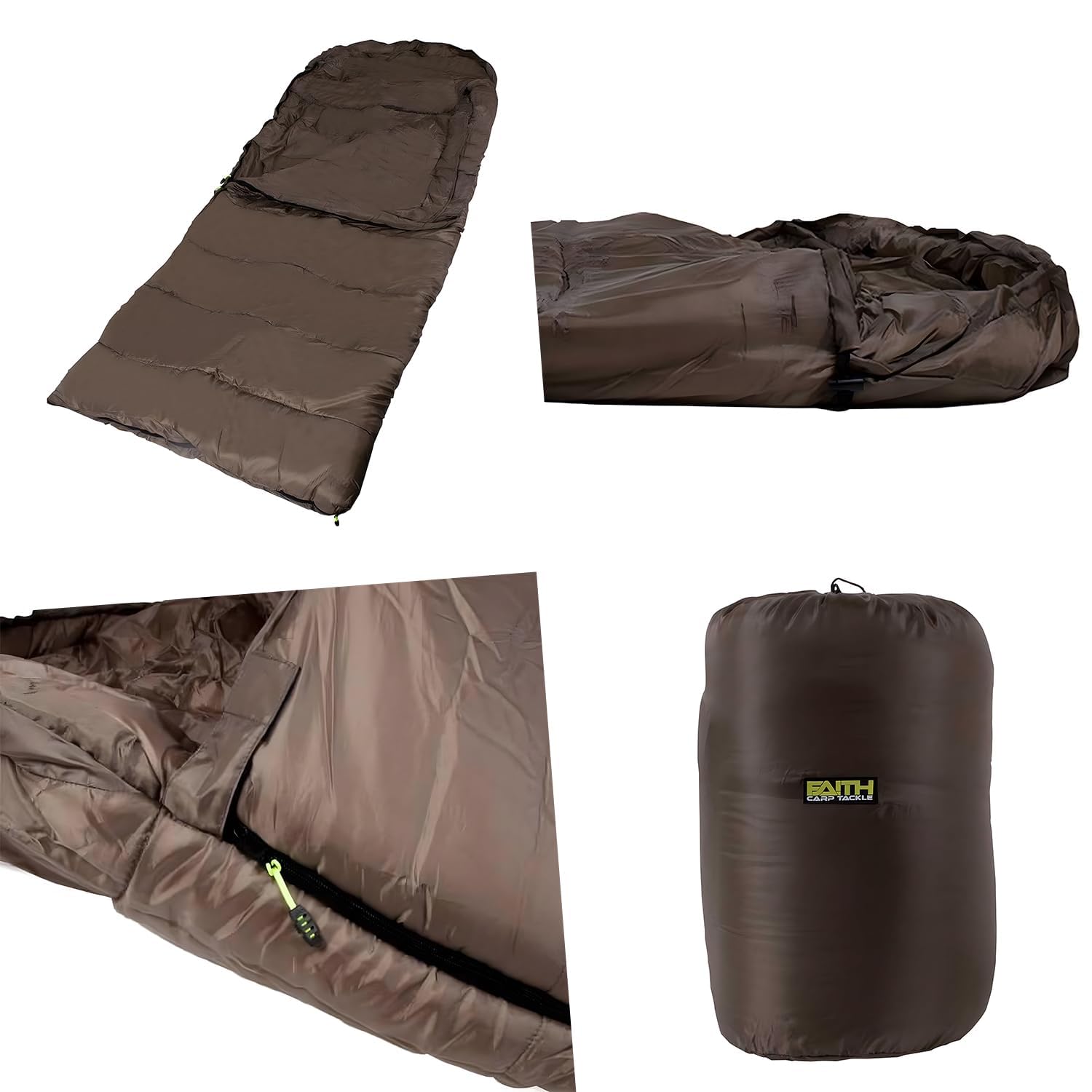 Faith Sac de Couchage pour Un Sommeil Confortable - XL, Adapté à Toutes Les Saisons - Doublure épaisse et Fermetures éclair Solides - Confort Optimal avec Un Sac de Compression Pratique