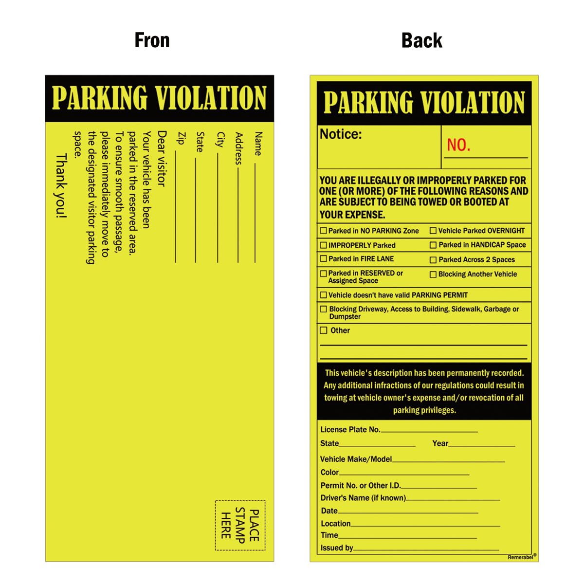 8.5 x 4 inch Joke Parking Violation Ticket 25 Pcs Fake Number Vehicle Illegally Parked Card Funny Tow Warning Notice Parking Violation Humorous Traffic Window Tag (Fake Parking Tickets) - Image 4