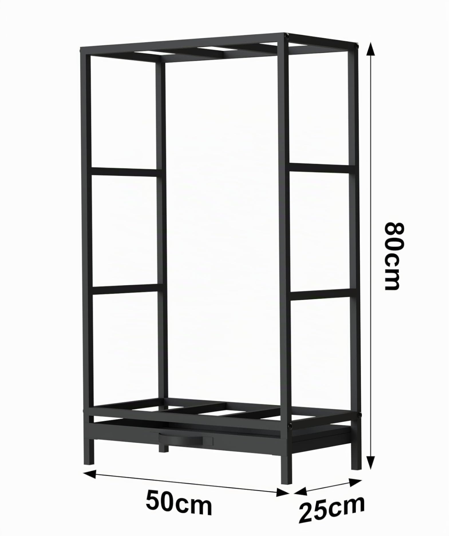 DanDiBo Kaminholzregal Innen Metall Schwarz 80x50x25 cm Brennholzregal Holzaufbewahrung Kaminholzständer mit Schublade