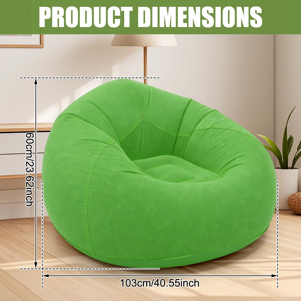 Pouf gonfiabile, divano gonfiabile, pieghevole, per esterni, con pompa (verde)