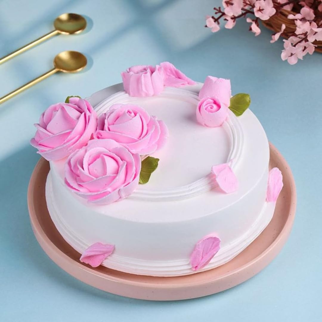 FlowerAura Delicious Fresh 1Kg Rosy Bliss Pineapple Delight Cake For Birthday | Anniversary | Wedding | Mother's Day | Father's Day | Valentine's Day | Christmas | New Year (Same Day Delivery)-picture-11