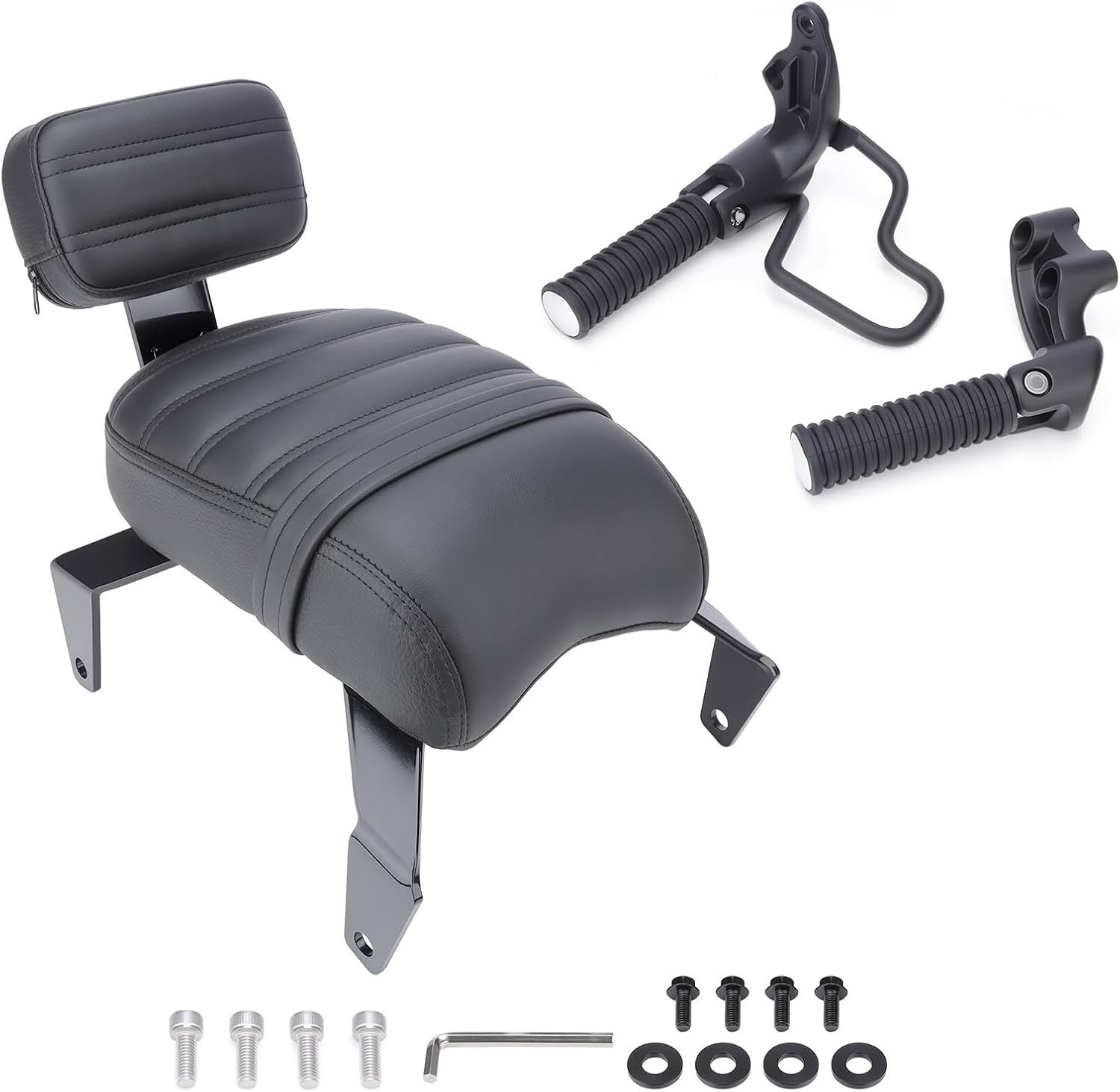 Rear Passenger Seat with Foldable Foot Pegs Compatible with Indian Scout Sixty Bobber Classic 2025-2026 Black