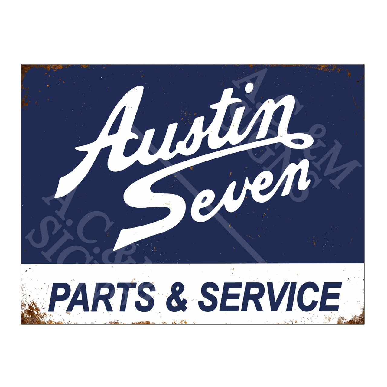 Vintage Tin Signs Plaque Auto Motorcycle Gasoline Metal Sign Poster Garage Shop Man Cave Bar Home Wall Decoration (Austin Seven Blue 10x8)
