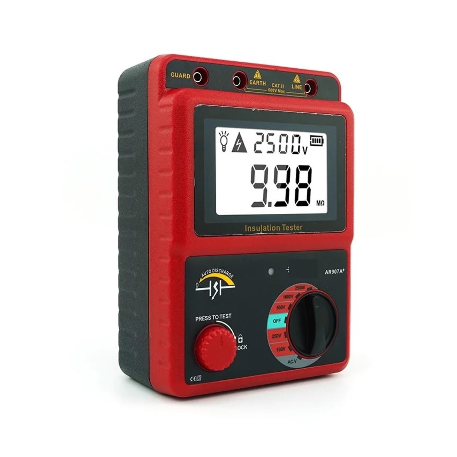Medidores de Resistencia, Megóhmetro digital de alto voltaje AR907+ 1000V, probador aislamiento