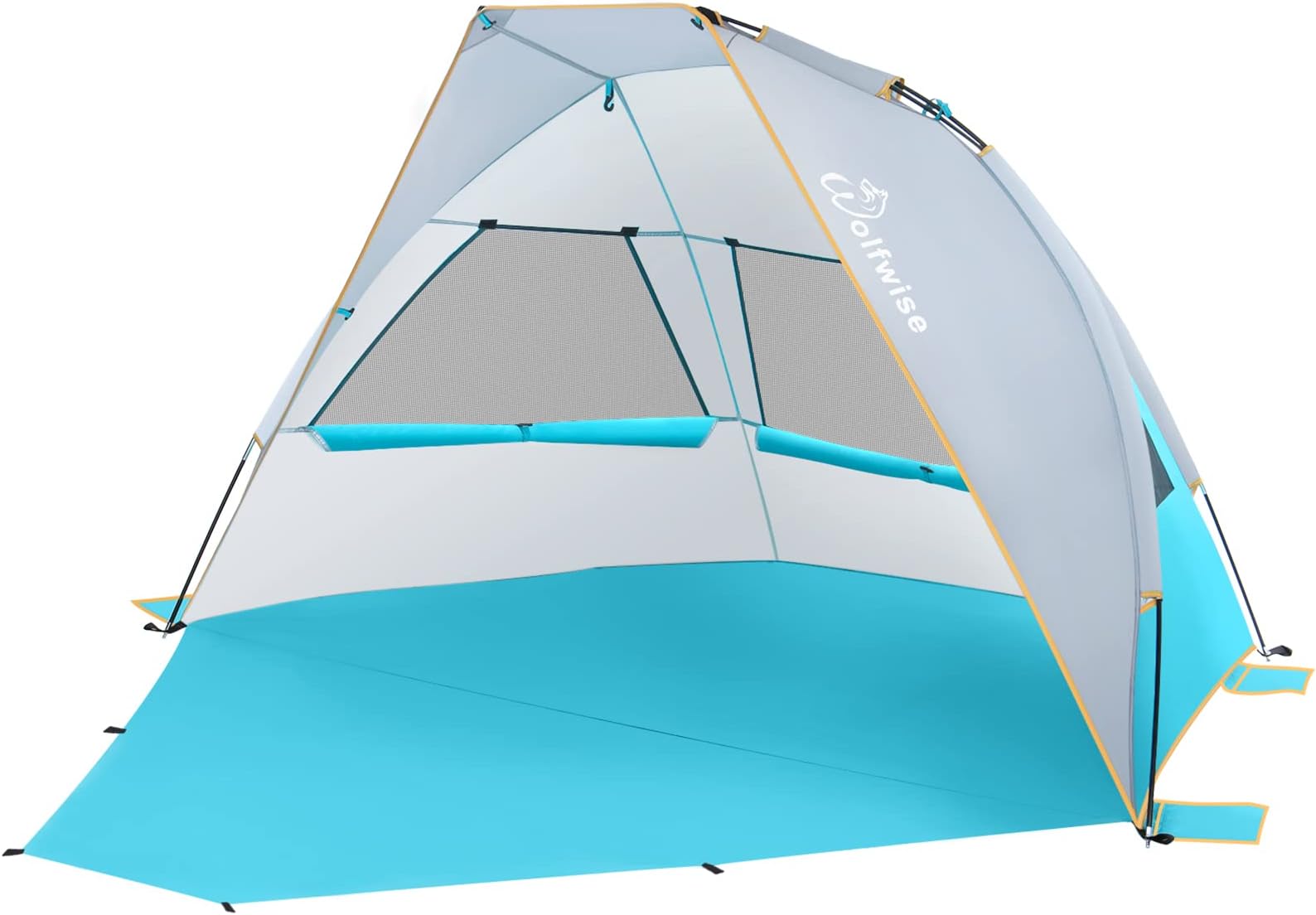 WolfWise 2-3 Person Portable Beach Tent UPF 50+ Sun Shade Canopy Umbrella with Extendable Floor