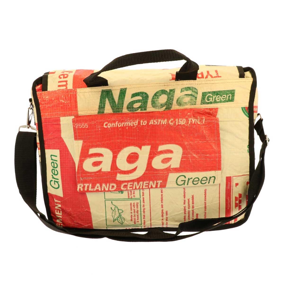 MoreThanHip Einzelne Fahrradtasche/Laptop-Tasche Einzelpacktasche aus recycelten Zementsäcken - Vannak - für Fahrrad und E-Bike - Upcycling - Nachhaltig - Öko - Vegan (Elefant)