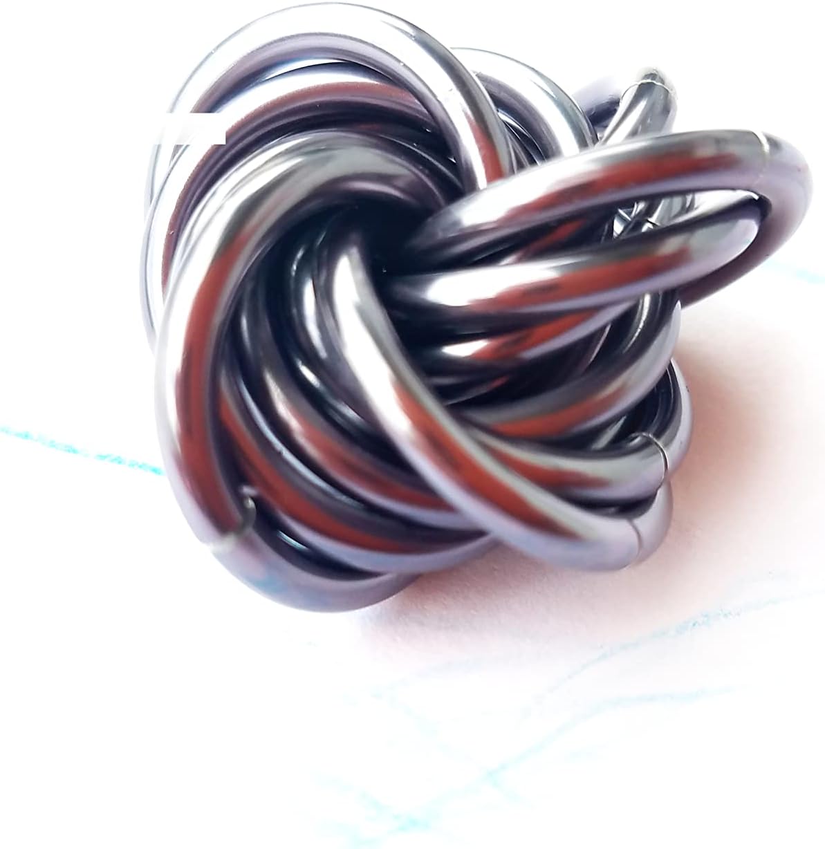 Möbii Fidget Ball (Solid Color): Quiet Mobius ADHD Anxiety Stim Stress Relief Toy Tool for Home Travel Office or Desk (Small, Full, Mercury Silver)