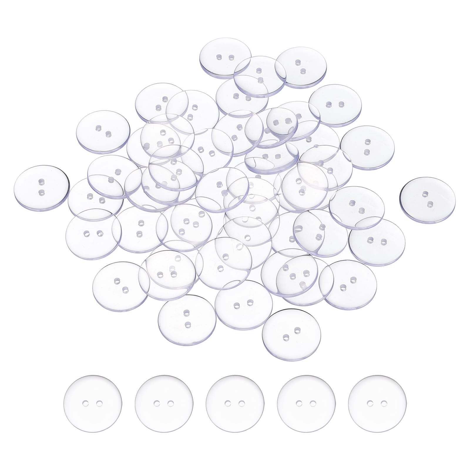 Muiltvoe 50pcs Resin Sewing Button, 25mm (1-inch) 2 Holes Round Craft Decorative Buttons for Coat Clothes Holiday Decoration, Clear