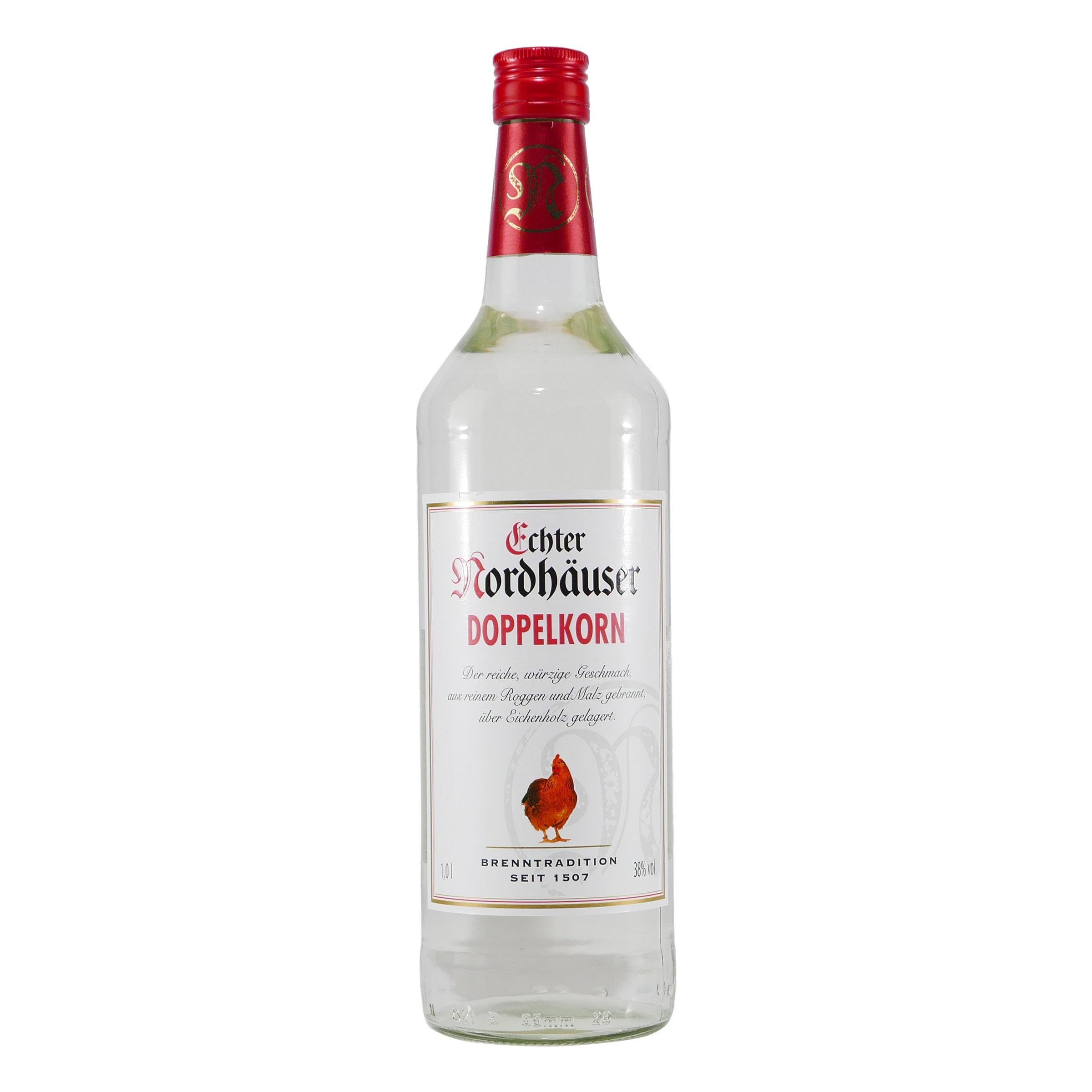 Echter Nordhäuser Doppelkorn 1L mit Geschenk-HK