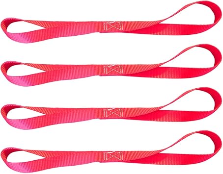 Mega Cargo Control Red 4 Pack Soft Tie Loops for Securing ATV, UTV, Motorcycles, Scooters, Dirt Bikes, Lawn & Garden Equipment