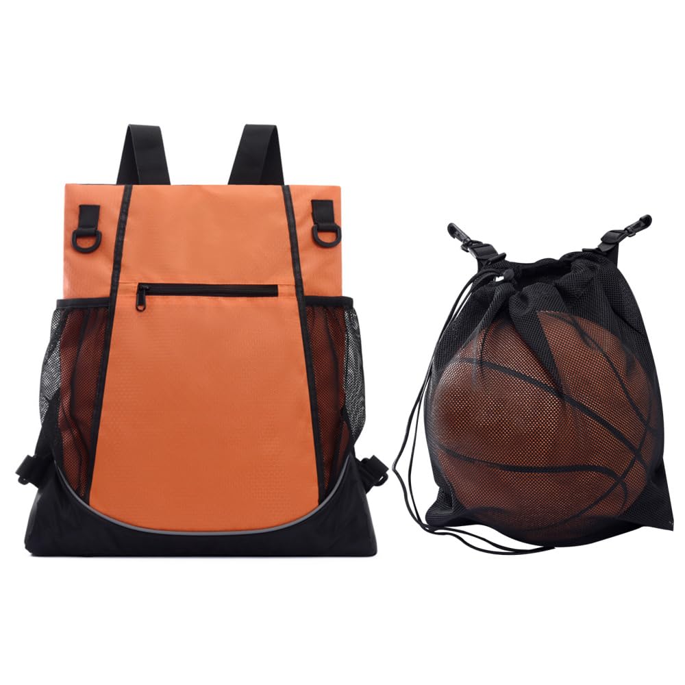 MiOYOOW Sports Equipment Bag with Mesh Basketball Bag, Multi-pocket Basketball Backpack, Waterproof Soccer Ball Bag for Basketball Football Volleyball