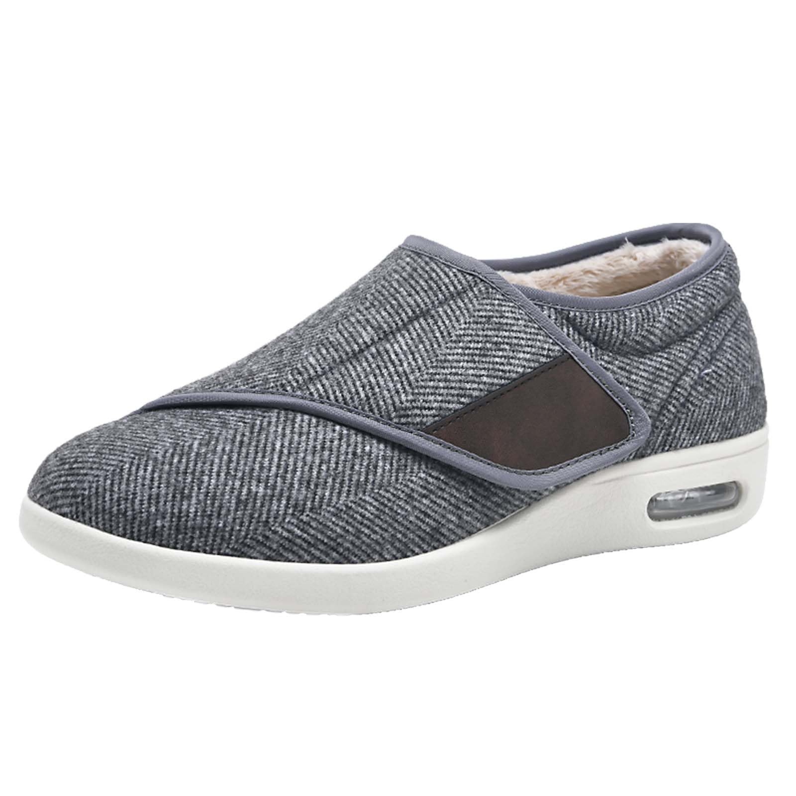 Zapatos Antideslizantes para Caminar para Ancianos Suela de Goma Muy Flexible Ideal para Diabéticos para Hombre Diabetico Zapato Deportivo Casual Zapatos de Caminar,Gris,37.5 EU