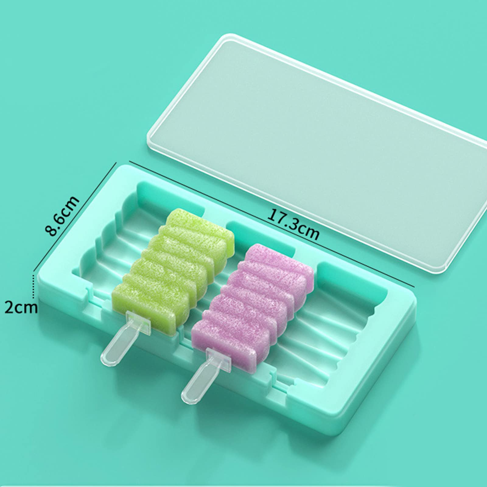Molde reutilizable for helado con tapa de silicona for hacer paletas caseras con forma de corazón.,Moldes para helados(Blue,Ice cream)