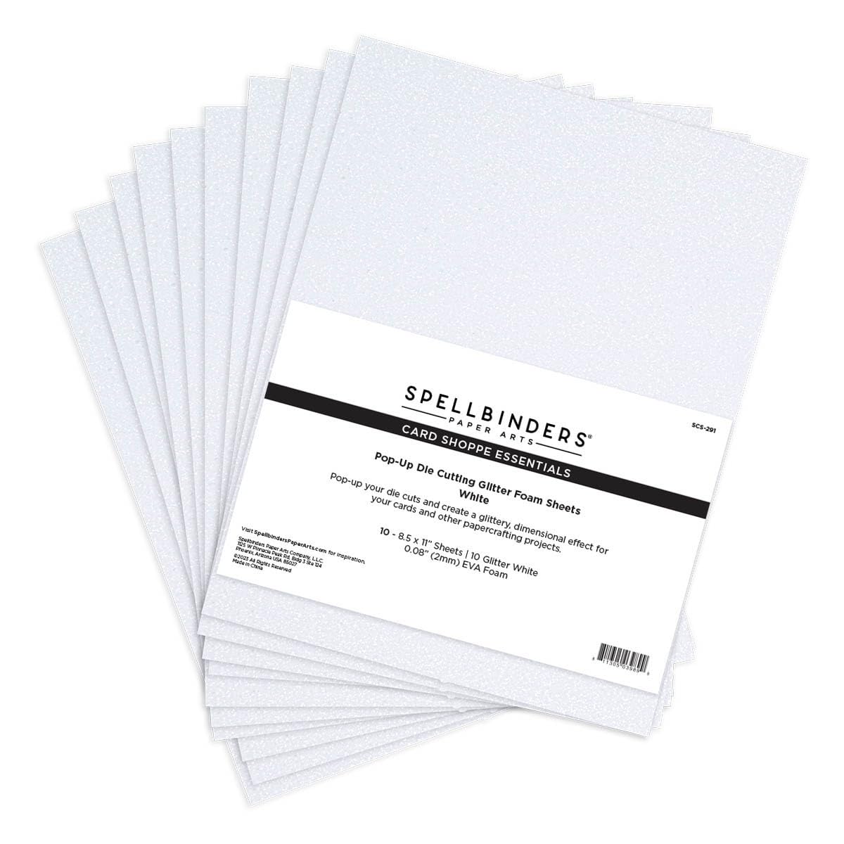 Spellbinders Pop-Up Die Cutting Glitter Foam Sheets - White