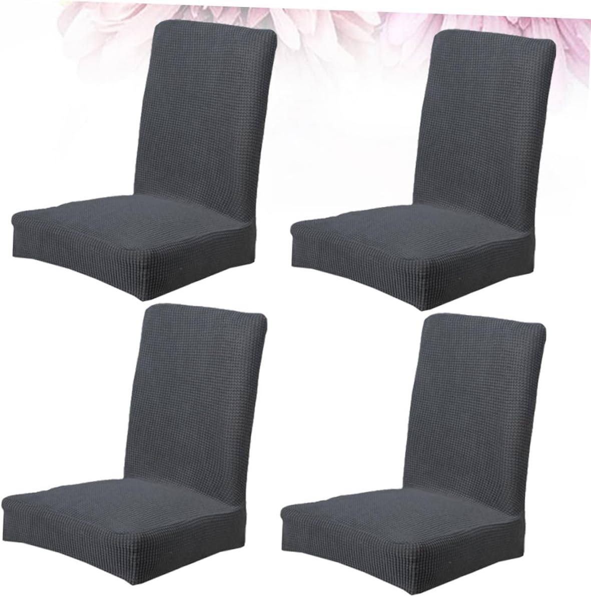4pcs Stretchy Dining Chair Covers, Elastic Polyester Chair Protectors, Universal Fit Removable Seat Slipcovers for Home Office Dining Room, Grey