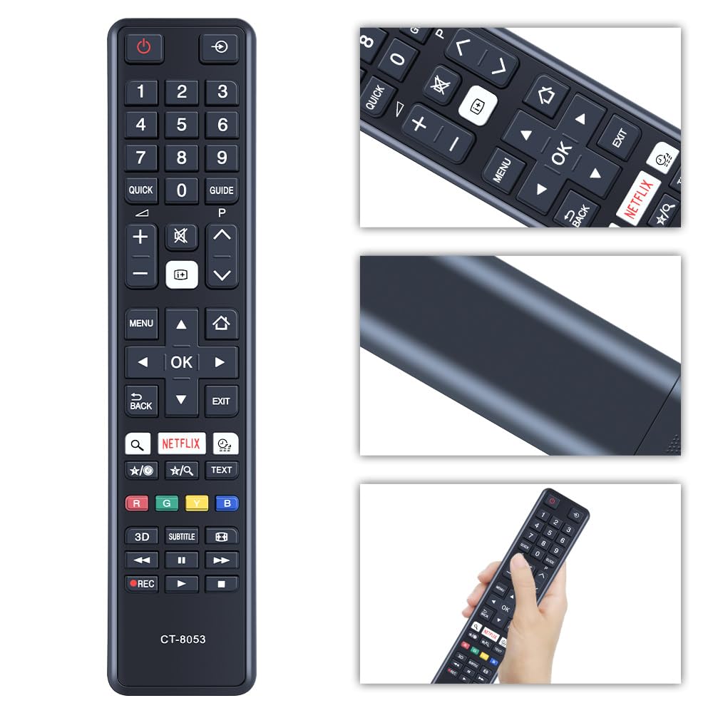 ALLIMITY CT-8053 Télécommande remplacée pour Toshiba TV 24W3753DG 32L3763DA 32W3763DA 43L3733DG 43U6763DA 49L3763DG 49U5766DA 49U6763DG 49V6763DA 55V6763DA 65U6763DA 75U6763DG