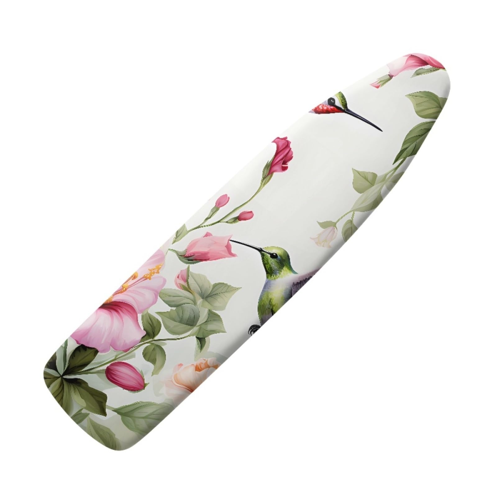 Dwetcxo White Green Leaves Ironing Board Covers 110 X 35Cm Iron Board Covers And Pad Thick Resist Scorching And Staining Thick Easy Fit Iron Cover Adjustable Elastic Rope Ironing Boards Cover 110X35cm