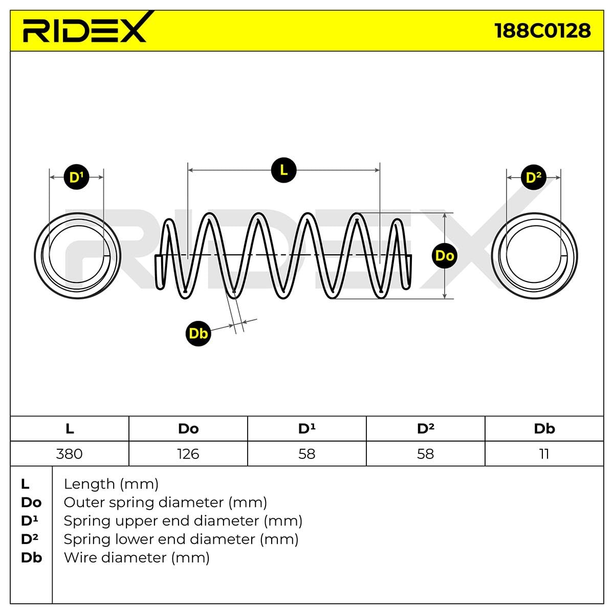 RIDEX 188C0128 2x Molle ammortizzatori Posteriore Compatibilità con MERCEDES-BENZ Classe B W245