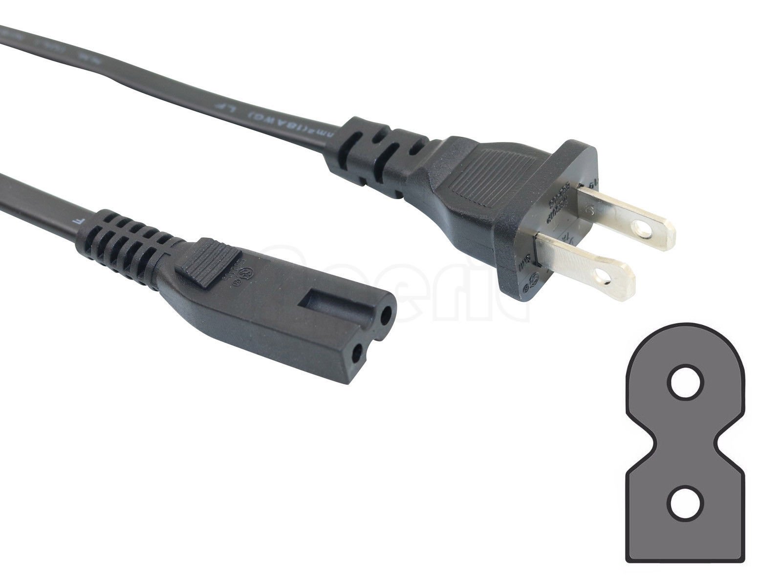 Amazon.com: 6 ft AC Wall Power Cord 125V 10A, Figure 8 polarized