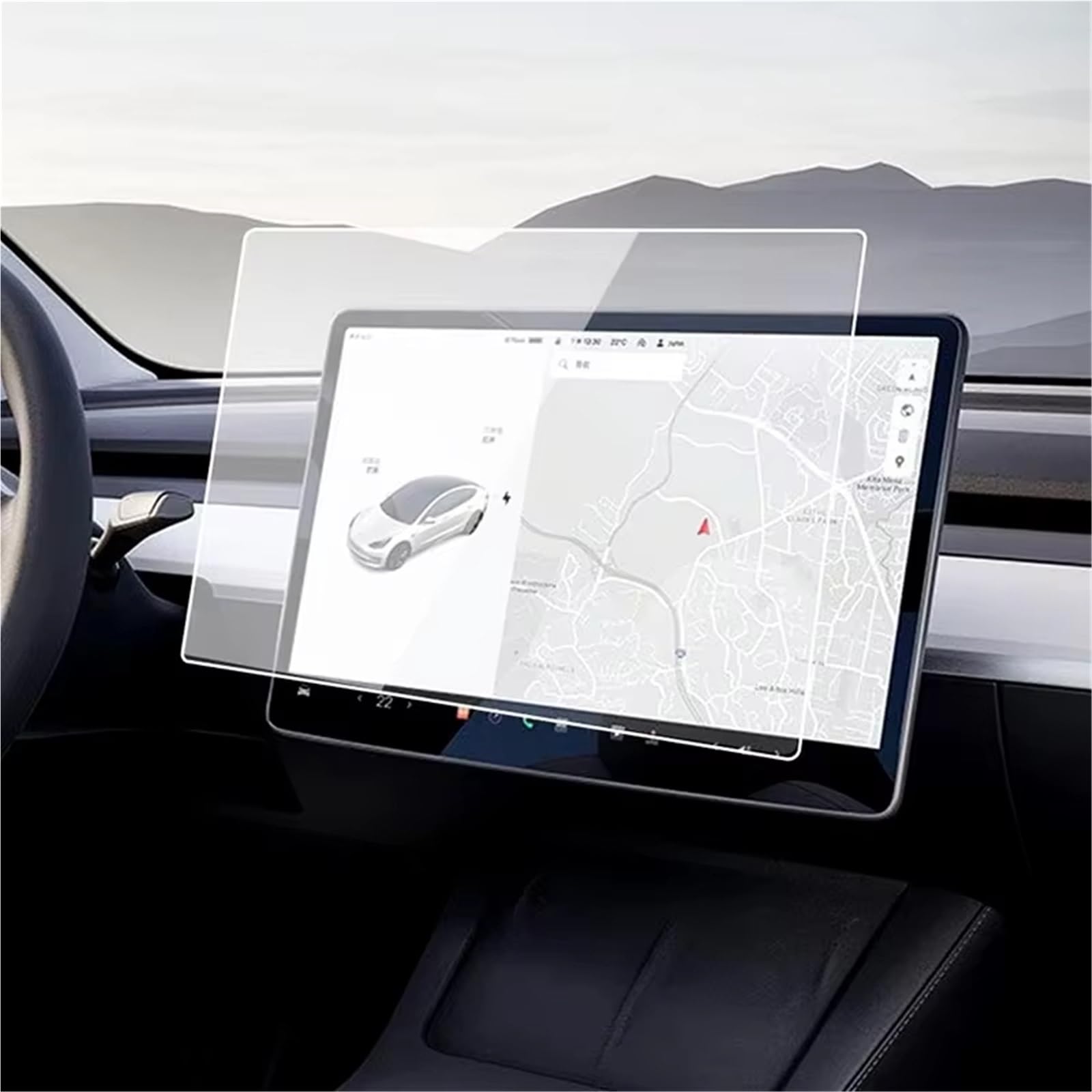 Protector de Pantalla de navegación para Coche Tesla Model 3 Model Y, película de Vidrio Templado para Control Central, 2 Piezas con Protector.