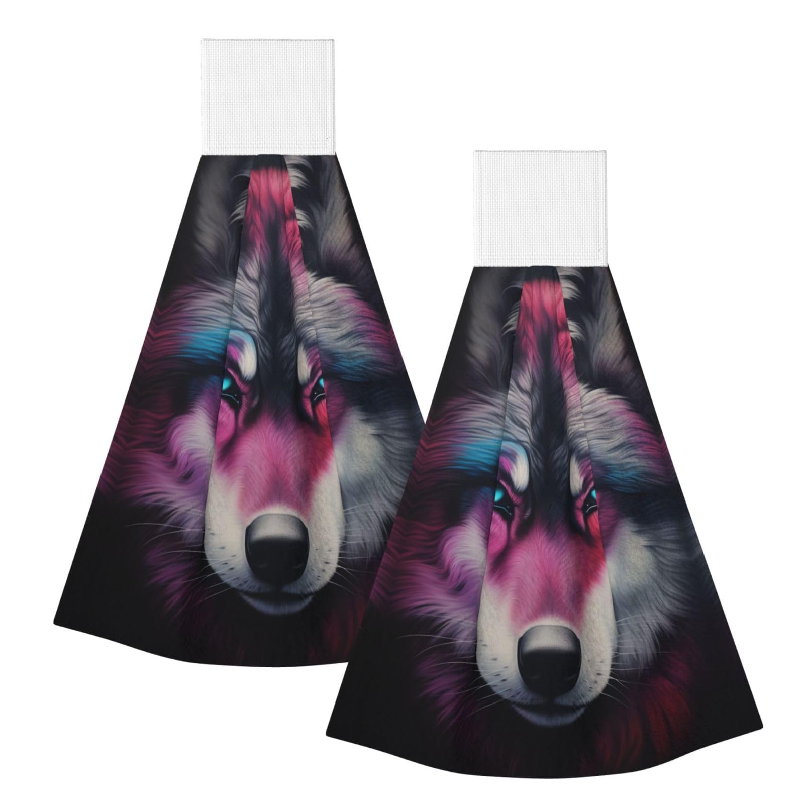 The wolf with blue eyes Highly Absorbent Dish Towels Soft Coral Fleece Wipe