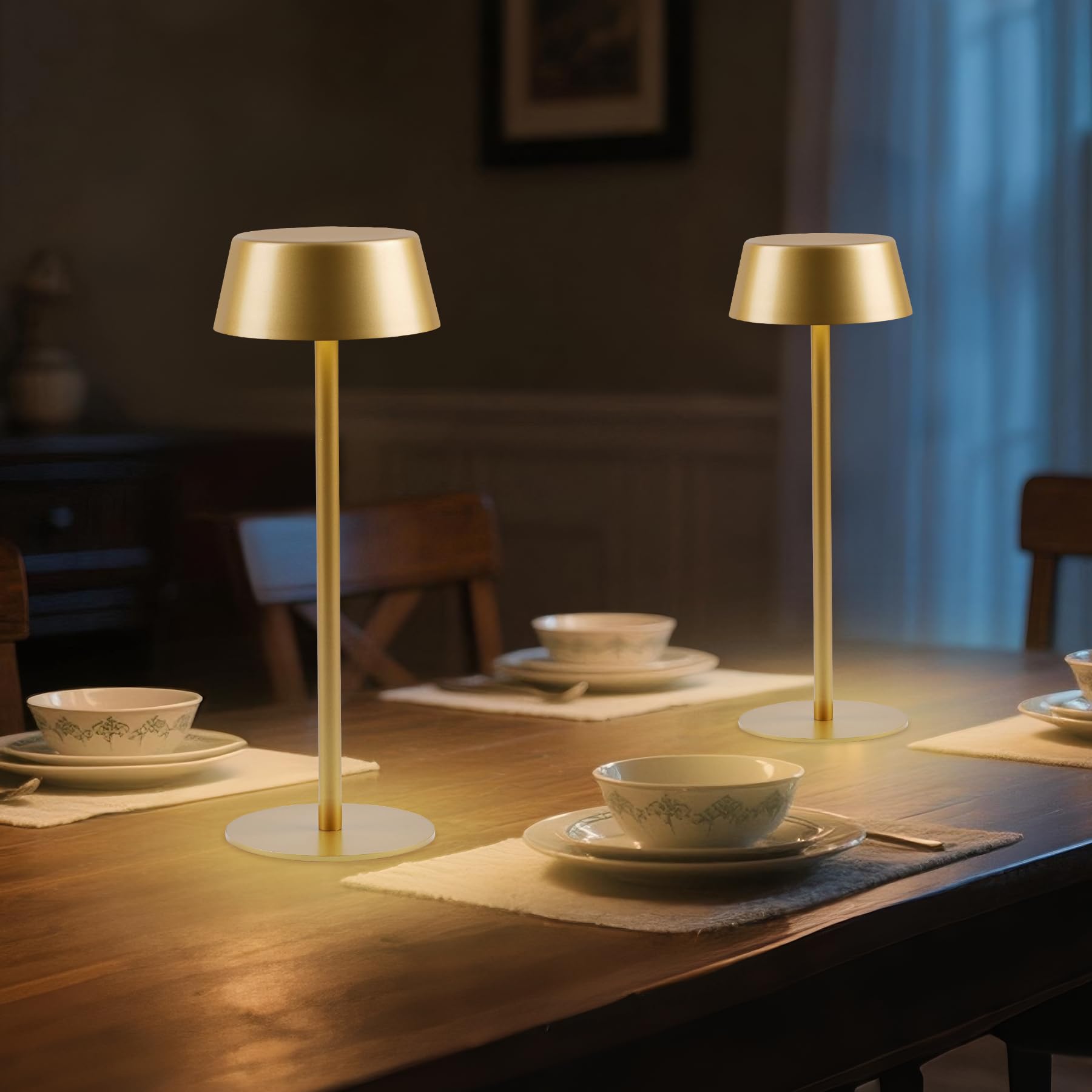 Portable Outdoor Table Lamp, 50h Runtime Battery Operated Table Light,2Pack — image 1