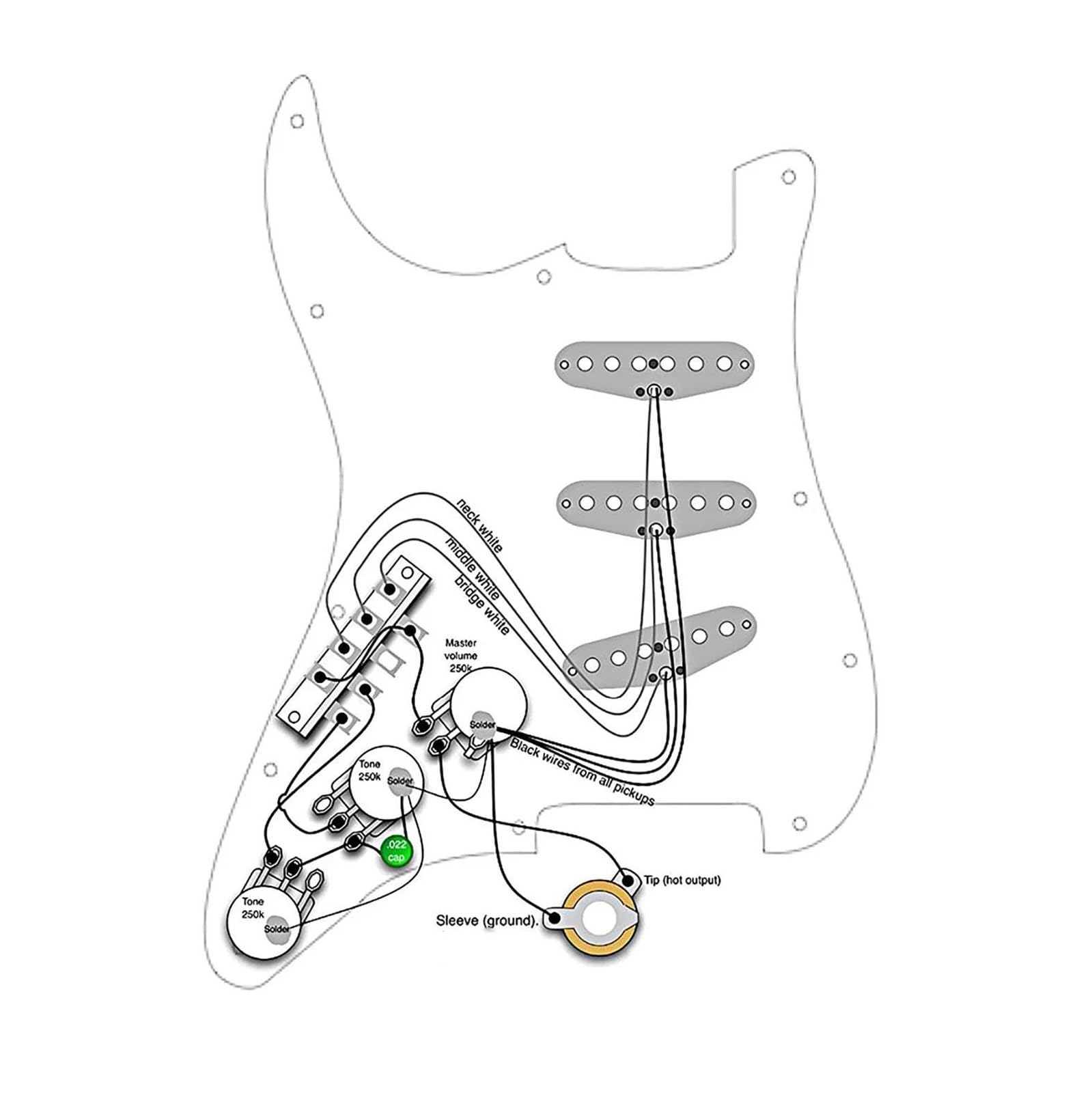 Retro E Gitarren Tonabnehmer Mit Single Coil Set In Weiß/Schwarz(Black)