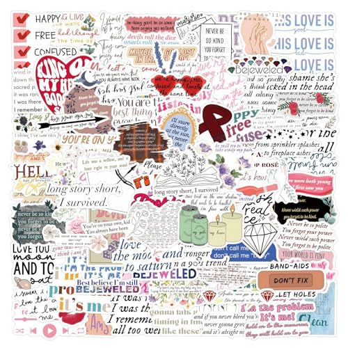 110Pcs Music Lyric Stickers for Fans Adult Popular Singer Ablums Lyrics Stickers for Laptops Water Bottles Waterproof Guitars Phone Gifts for Teens