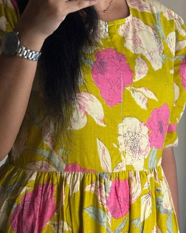Image of Floral Midi Dress for Women - Summer Boho Dress, Lightweight & Breathable, Elegant Floral Print, Casual & Vacation Outfit, Comfortable Flowy Dress for Women