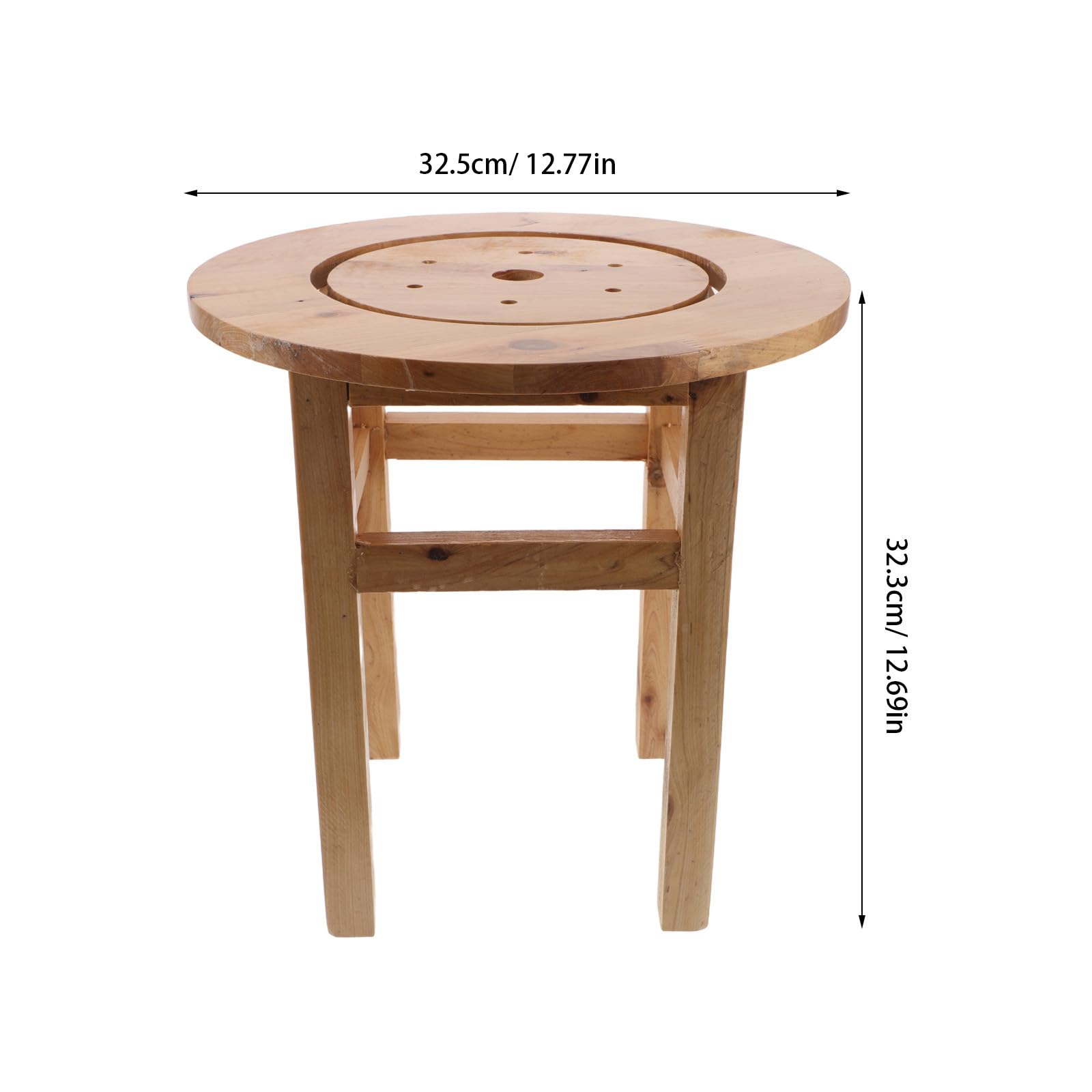 Veemoon Holz Dampf Fußbad Hocker, Rund, Braun, Vier Beine, Hohl | Sitz Bath Steaming Seat, Sauna Einsatz, 50cm Höhe, für Frauen und Senioren