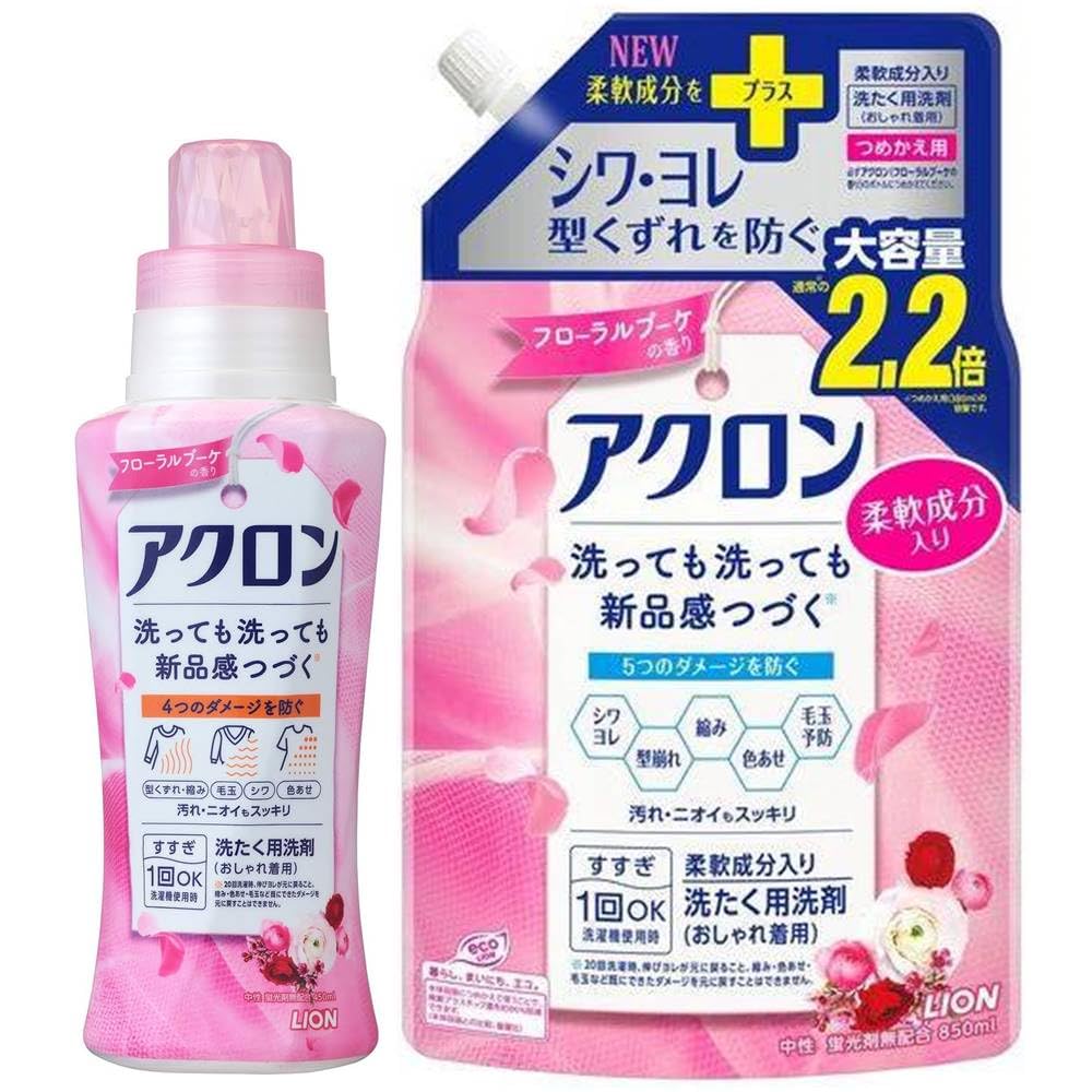 Amazon | アクロン フローラルブーケの香り ボトル本体450ml+詰替え