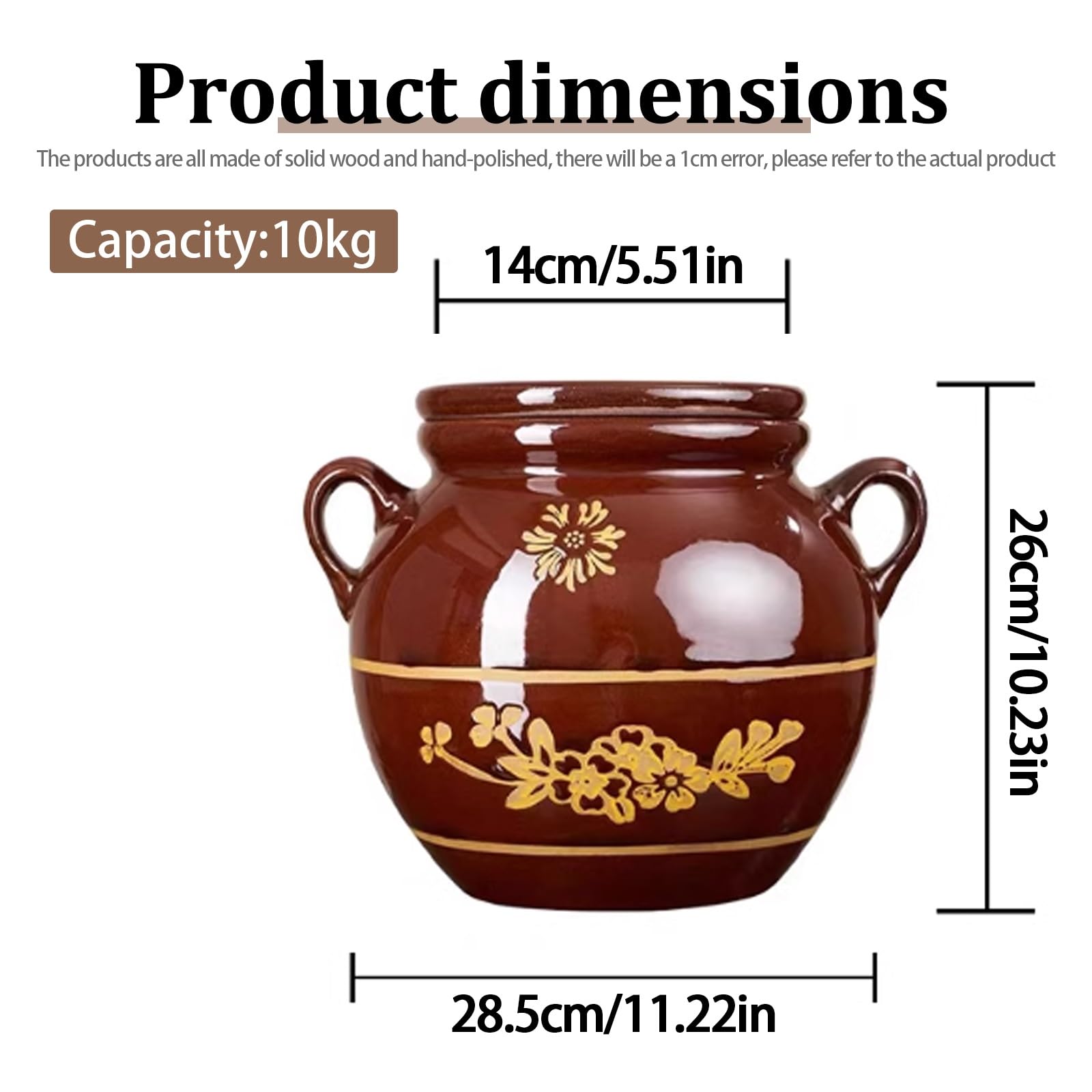 Tarro de arroz de cerámica, cubo de almacenamiento de alimentos de gran capacidad con tapa, ideal para arroz, harina y alimentos para mascotas, dispensador de alimentos de cerámica duradero