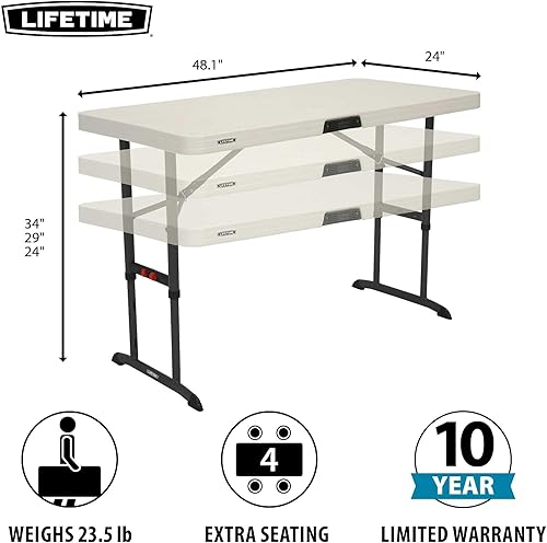 Miniatura 3 de Lifetime 80387 - Mesa plegable ajustable comercial de 4 pies color almendra