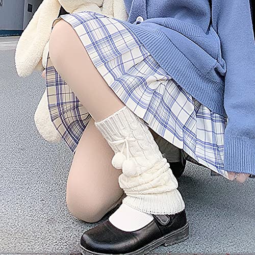 Calzini da donna accoglienti Sweet Girls Pile Calzini in pile Scaldamuscoli Coprigambe lavorato a maglia da donna Calzini scaldamuscoli autunno inverno da donna per ragazze (Color : White ball, Size