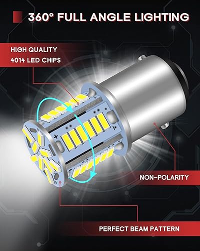 Miniatura 6 de JEFLYM Bombillas LED 1157 2357 para automóvil, 12 V CCCA sin polaridad BAY15D 7528 2057 bombillas LED de repuesto para remolque de caravana, luz