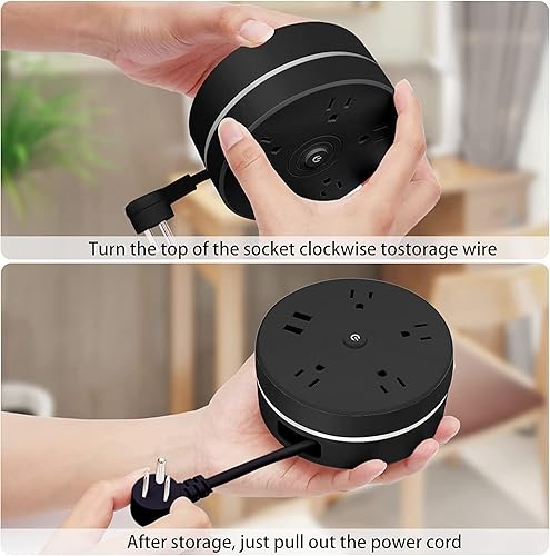 Miniatura 4 de Regleta de alimentación con USB cable de extensión de crucero con 4 tomas de corriente espaciadas anchas y 2 puertos USB estación de carga de