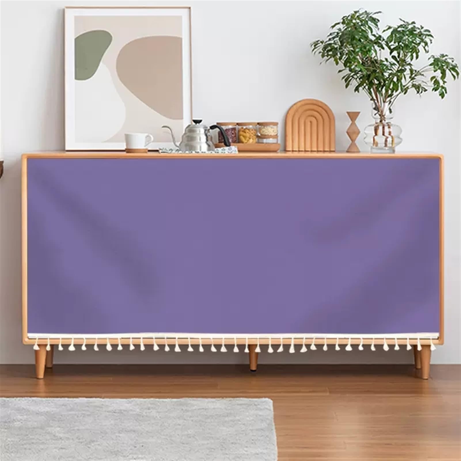 SK Studio Short Curtains for Kitchen, Privacy Closet Curtain Dust-Proof Under Sink Curtains for Small Kitchen Storage Room Purple, 39.4" W x 39.4" H