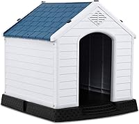 Giantex Waterproof Plastic Dog House for Medium Dogs - Elevated Floor, Air Vents, Easy Assembly - Indoor Outdoor Kennel Cat Shelter