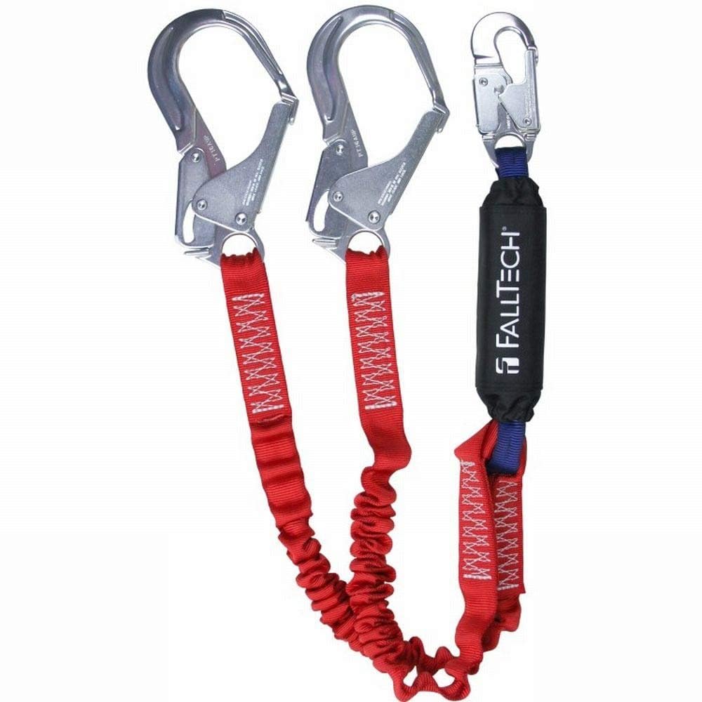 FallTech 8247EY3A, 4-1/2-6' Ironman Lanyard Elastic-Leg SAL 6'/12' FF Y-Leg Aluminum Snap/Rebar, 1 pc