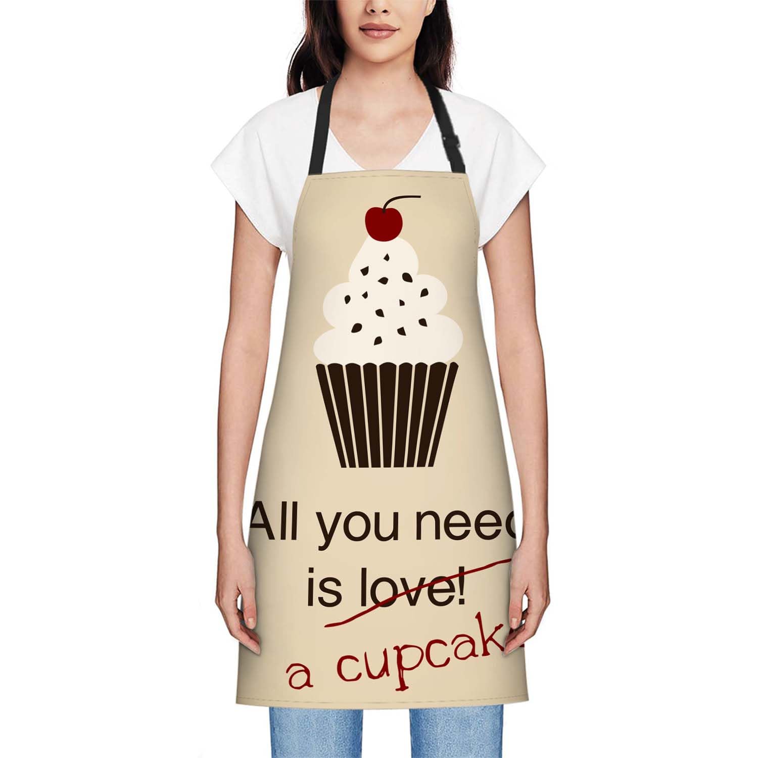 Smooffly All You Need is a Cupcake Apron Adjustable Bib Chef Aprons Cooking Apron Unisex Women Men Aprons Perfect for Home Kitchen Baking - Image 2